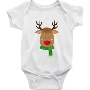 Kojenecký body Jelen se šálou - Body kojenecké s krátkým rukávem - Krátký r. 6-12 mes ( Bílá )