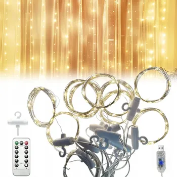 Vánoční dekorace SVĚTELNÝ ZÁVĚS VÁNOČNÍ OSVĚTLENÍ NA STROMEČEK SVÁTEČNÍ GIRLANDA TEPLÁ BÍLÁ 300 LED 3X3 M