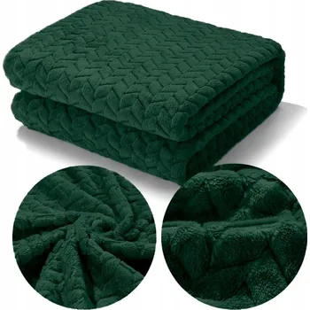 Prostěradlo Přehoz/deka na postel s vytlačovaným vzorem rybí kosti, 200x220 cm, lahvově zelená