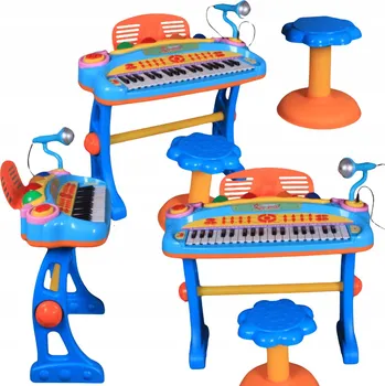 Hudební nástroj pro děti ELEKTRONICKÉ KLÁVESY PIANO SADA ŽIDLE MIKROFON SVĚTELNÉ EFEKTY