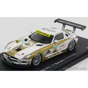 autíčko Schuco Mercedes benz Sls Coupe 6.3 Amg Gt3 (c197) N 32 Adac Masters Gt 2012 D.baumann - H.proczyk 1:43 Bílé Zlato