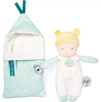 Panenka Doudou Jolijou Paris Doudou Miminko v navlékací peřince 20 cm tyrkysová