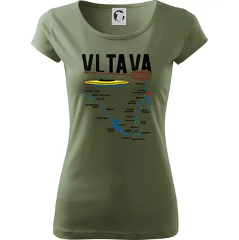 Dámské tričko Mapa řeky Vltavy - Dámské triko Pure - XS ( Khaki )