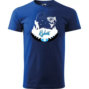 Pánské tričko Sablio Tričko s potiskem Rybář 2 - modré L