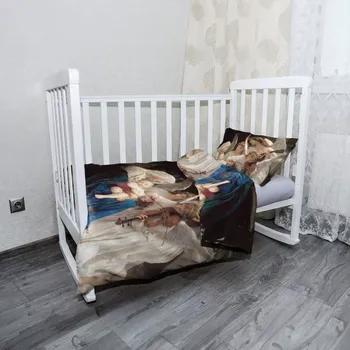 Povlečení Sablio Mikroplyšové dětské povlečení do postýlky Panna s anděly - William-Adolphe Bouguereau - 130x90 / 40x60