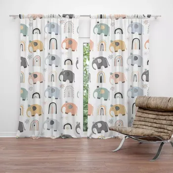 Závěs Sablio Závěs Animovaní sloni: 2ks 140x250cm