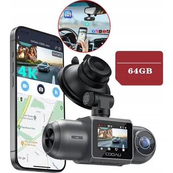 IP kamera AUTOKAMERA 4K WIFI ZPĚTNÁ KAMERA GPS 64GB KARTA MONITOROVÁNÍ