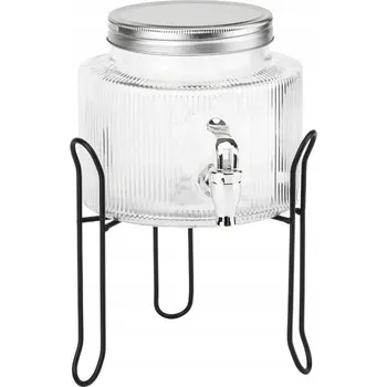 Obraz Słój z kranikiem 2,5L na nápoje limonádu, domácí pálenku s podstavcem, vroubkovaná