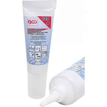 Průmyslové lepidlo Lepicí/těsnicí a montážní hmota bílá tuba 120 g (BGS1080610) (Bílá lepicí a těsnicí hmota v tubě o objemu 120 g je vhodná pro montážní práce, kde oceníte snadnou aplikaci a univerzální využití. Tuba umožňuje přesné dávkování bez zbytečného nepořádku.)