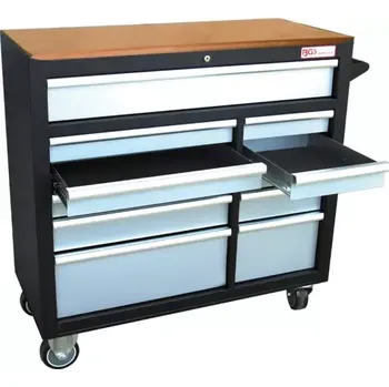 Montážní pojízdný vozík XL BGS104110, 11 zásuvek. Prázdný (BGS104110) (11x zásuvka, dřevěná pracovní plocha, rozměry 1080 × 480 × 1070 mm)