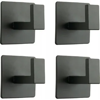 Věšák 4 x Koupelnový věšák háček samolepicí černý držák na ručníky