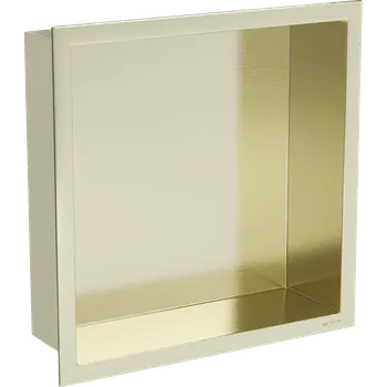 police Mexen X-Wall-R nástěnná police s límcem 30 x 30 cm, zlatá kartáčovaná - 1950303010 Koupelnové police