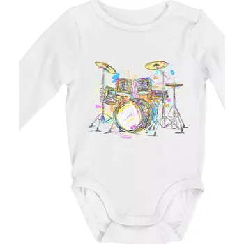 Kojenecký body Bicí barevné splash - Body kojenecké s dlouhým rukávem - Dlouhý r. do 3 měs ( Bílá )