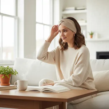 Čelenka Ebbie Bavlněná čelenka - LATTE - ŽEBROVANÁ Velikost: M