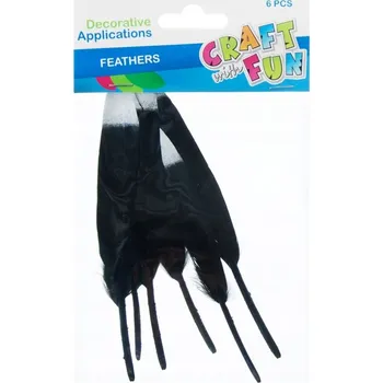 Vánoční dekorace Dekorativní ozdoba - pírka 10-15 cm, černo-stříbrná CRAFT WITH FUN 463663