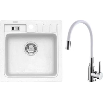 Granitový dřez Set Alveus (dřez Niagara 20 White 11 + baterie Mintas Bílá/Chrom) SETA25266