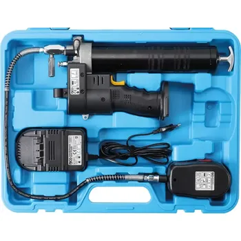 Aku tlaková mazací pistole BGS Technic 3175, 1x aku 2.0 Ah + nabíječka, BGS3175 (BGS103175) (Kompaktní mazací pistole BGS Technic 3175, provozní tlak 551 barů, délka 700 mm a hmotnost 3,15 kg. Kapacita zásobníku je 411 ml, kompatibilní s akumulátory BGS L