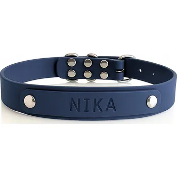 Obojek pro psa Obojek pro malého i velkého psa s gravírovaným jménem, voděodolný, tmavě modrý XXS