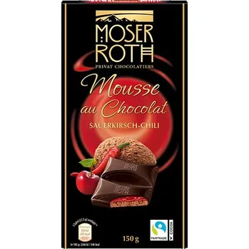 Čokoláda Hořká čokoláda s příchutí chilli a višní (Mousse au Chocolat) [Moser Roth, 150 g]