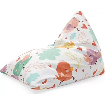Sedací pytel Sablio Sedací vak Triangl Oblak s ptáčky: 120 x 100 x 100 cm