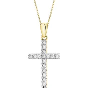 Přívěsek Zlatý přívěsek s laboratorními brilianty - kříž - 0,22 ct - ryzost 585 - 502.112