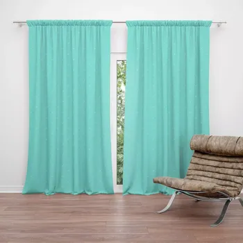 Závěs Sablio Závěs Bílé čárky na tyrkysové: 2ks 140x250cm