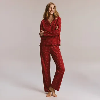 Reserved - Dvoudílná pyžamová souprava s vánočním potiskem - červená - 957EX-33X - 957EX-33X-L