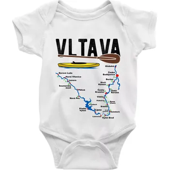 Kojenecké oblečení Mapa řeky Vltavy - Body kojenecké s krátkým rukávem - Krátký r. do 3 měs ( Bílá )