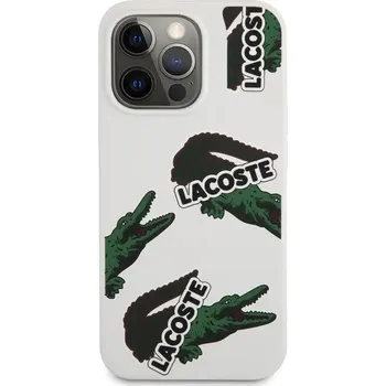 Pouzdro na mobilní telefon Lacoste Liquid Silicone Allover Pattern Kryt pro iPhone 13 Pro Bílá