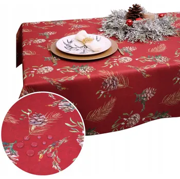 ubrus Obrus Świąteczny BN25 – Šišky 275-4 Odolný proti skvrnám 110x155 Vánoční ubrus