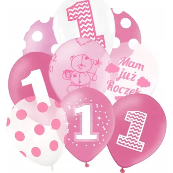 Balónek VELKÉ RŮŽOVÉ BALÓNKY K 1. NAROZENINÁM PRO HOLČIČKU x9