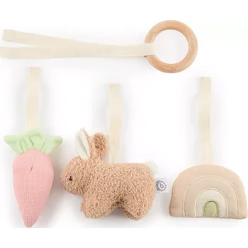 Hračka pro nejmenší dřevěný kroužek s odnímatelnými hračkami králíček Fine
