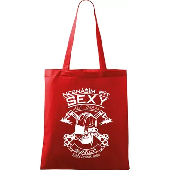 Nákupní taška Nesnáším být sexy - svářeč - Taška bavlněná - 42 x 38 cm ( Červená )