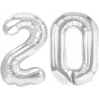 Balónek VELKÉ FÓLIOVÉ BALÓNKY ČÍSLICE 20 STŘÍBRNÉ K NAROZENINÁM