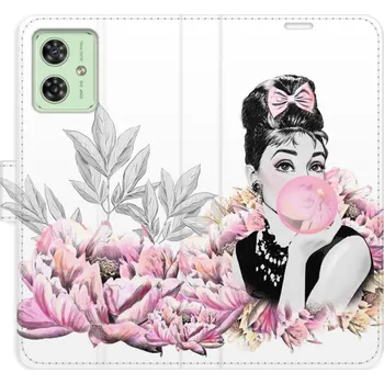 Pouzdro na mobilní telefon Flip pouzdro iSaprio na mobil Motorola Moto G54 5G - Girl with bubble s kapsičkami na karty (Knížkové flipové pouzdro iSaprio pro mobil Motorola Moto G54 5G - Girl with bubble - elegantní obal s kapsami, stojánkem a magnetickým zavíráním)