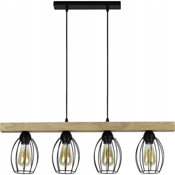 Carlo Závěsné Svítidlo 4xE27 Max.60W Dub Olejovaný Černý Kovový Stínidlo
