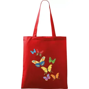 Barevní motýli - Taška bavlněná - 42 x 38 cm ( Červená )