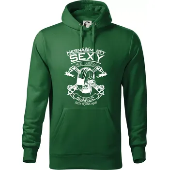 Pánská mikina Nesnáším být sexy - svářeč - Mikina pánská Cape s kapucí - S ( Lahvově zelená )