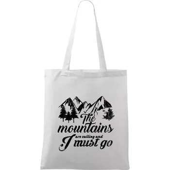 The mountains are calling and i must go - Taška bavlněná - 42 x 38 cm ( Bílá )