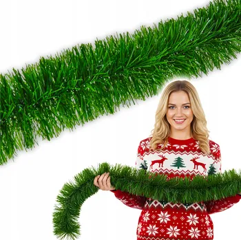 Vánoční dekorace Vánoční girlanda ZELENÁ jedlová 5 m / 15 cm VÁNOČNÍ ŘETĚZ PL 500 cm