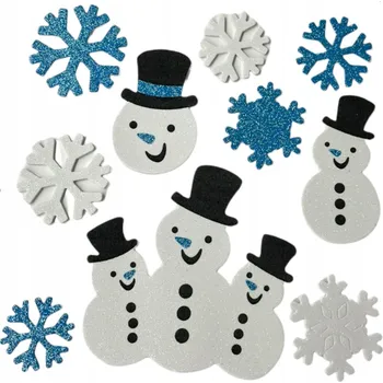 Vánoční dekorace NÁLEPKY NA OKNO VÁNOČNÍ PĚNOVÉ BROKÁTOVÉ SNĚHULÁCI OZDOBY