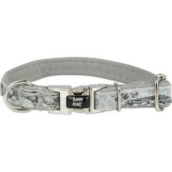 Obojek pro psa Barry King Obojek pro psa, Wild Snake, šedý, kožený nikl, M