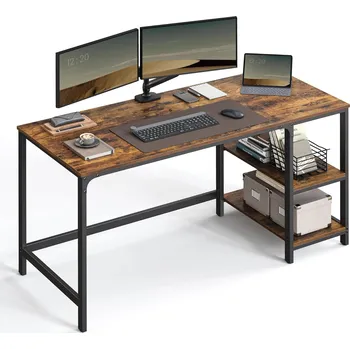 Psací stůl Psací stůl Vasagle Paul 140 cm hnědý/černý