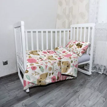 Povlečení Sablio Mikroplyšové dětské povlečení do postýlky Lesní zvířátka - 100x135 / 40x60