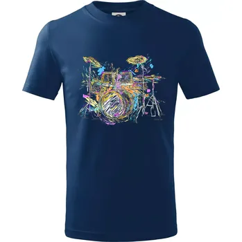 Bicí barevné splash - Tričko dětské bavlněné - 98 cm / 2 roky ( Půlnoční modrá )