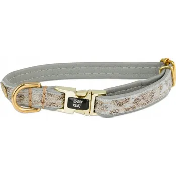 Obojek pro psa Barry King Obojek pro psa, Wild Snow Leopard, šedý, kožený mosaz, S