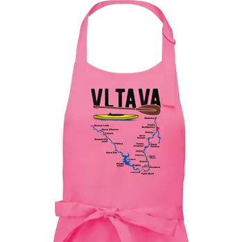 Kuchyňská zástěra Mapa řeky Vltavy - Pánská zástěra na vaření - Univerzální velikost ( Růžová )