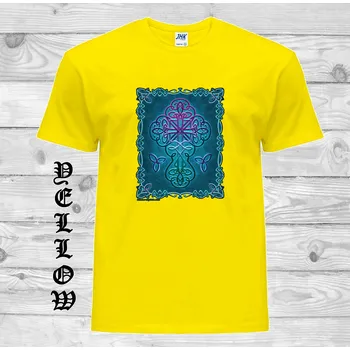 levne-bavlnene-tricko-potisk-keltsky-kriz Barva: Yellow - žlutá, velikost: XXL