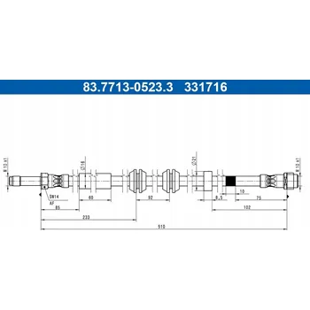 Brzdová hadice ATE 83.7713-0523.3 Brzdová hadice