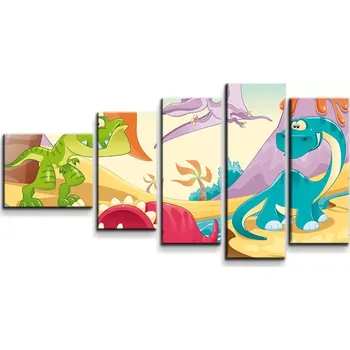 Obraz Sablio Obraz - 5-dílný Dinosauři 5 - 100x60 cm